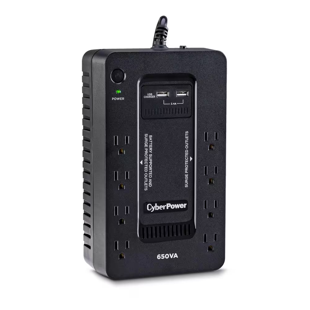 650VA 8-Outlet UPS Battery Backup with USB